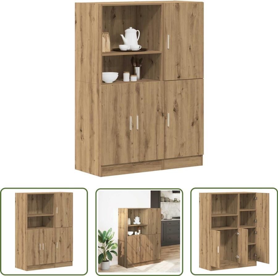 VidaXL 2-delige Keukenkastenset bewerkt hout artisanaal eikenkleur Dynamo Meter Sleutel Gereedschap Klikmechanisme Torque Wrench