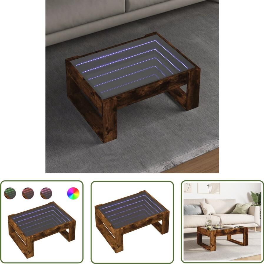 VidaXL Sleutels Sleutelset Salontafel met Infinity LED 70x53x30 cm gerookt eikenkleurig Gereedschap Mechanica Handgereedschap