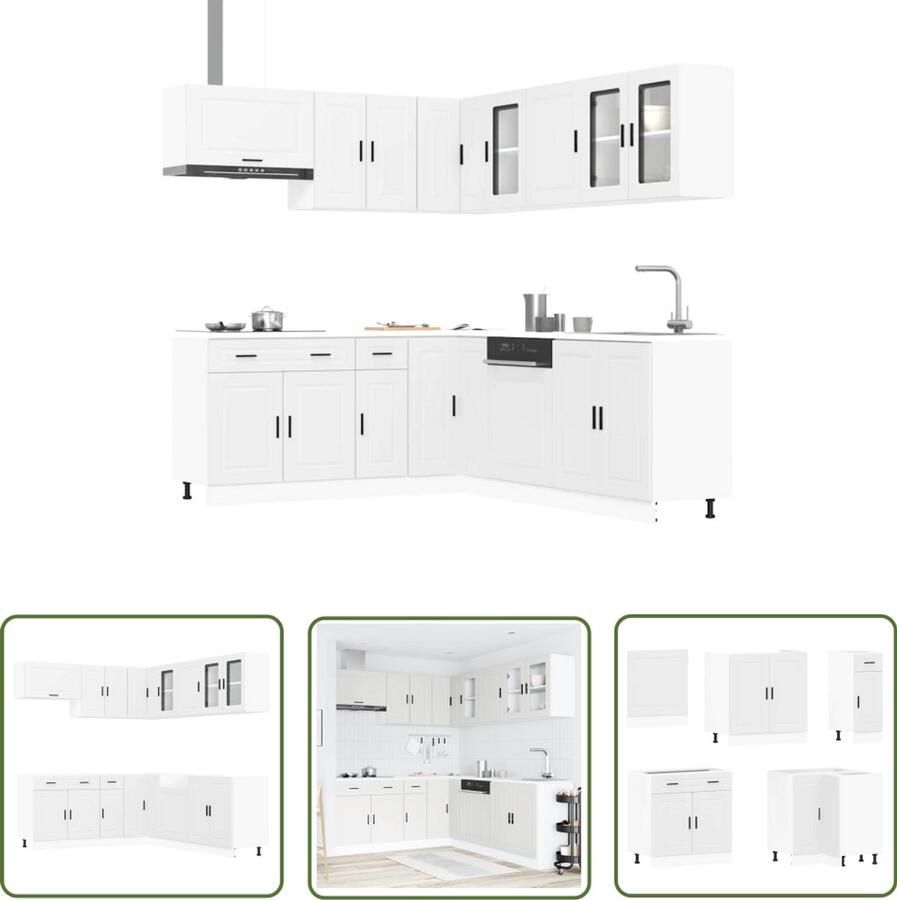 VidaXL 11-delige Keukenkastenset Porto bewerkt hout wit Dynamische Sleutel Sleutelset Gereedschap Mechanica Draper Tools