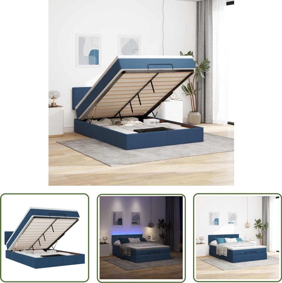VidaXL Sleutelset Dynamische Sleutel Bed poef met matras en LED's stof 140x190 cm blauw Gereedschap Mechanica Monteursgereedschap