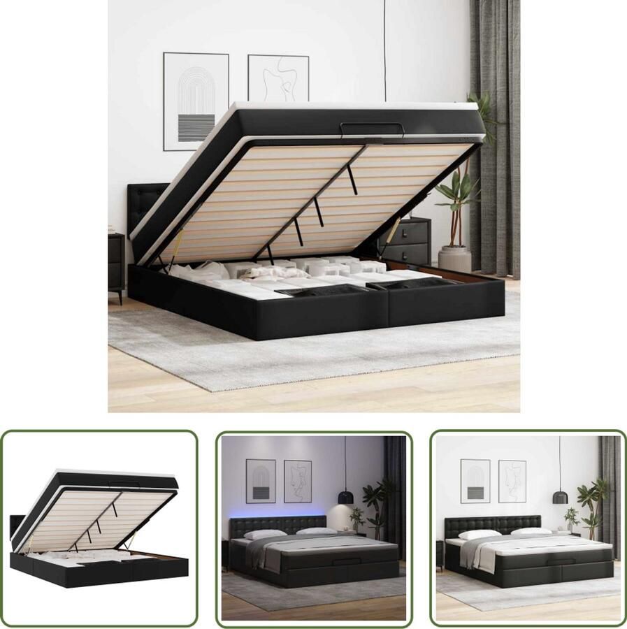 VidaXL Sleutelset Dynamische Sleutel Bed poef met matrassen en LED's 180x200cm kunstleer zwart Gereedschap Mechanica Handgereedschap