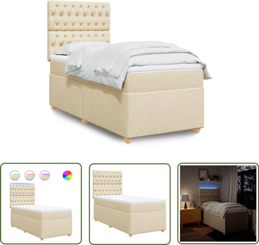 VidaXL Sleutelset Dynamische Sleutel Boxspring met matras stof crèmekleurig 90x200 cm Gereedschap Mechanica Draper Tools