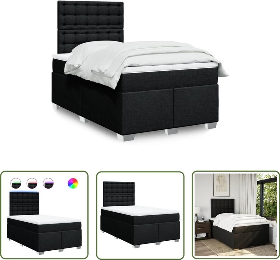 VidaXL Sleutelset Dynamische Sleutel Boxspring met matras stof zwart 120x190 cm Gereedschap Mechanica Drapers Tools