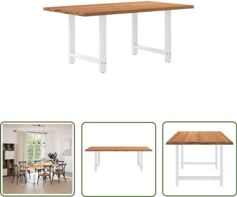 The Living Store Eettafel rechthoekig 180x100x74 cm massief eikenhout lichtbruin Eetkamertafel Eikenhouten Tafel Grote Eettafel Salontafel Diningtable