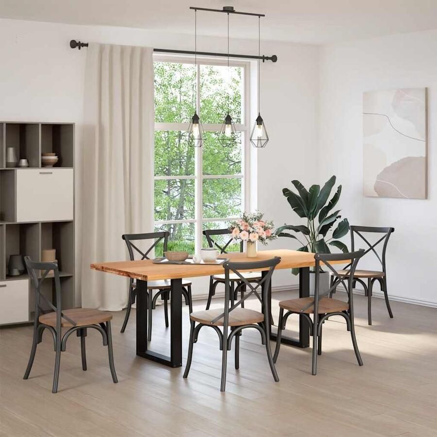 VidaXL Sleutelset Dynamische Sleutel Eettafel rechthoekig 200x90x74 cm massief eikenhout lichtbruin Gereedschap Drapers Tools Klikmechanisme - Foto 2