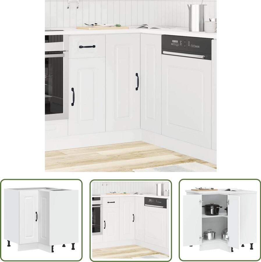 The Living Store Hoekkeukenonderkast Kalmar bewerkt hout wit Keukenonderkast Hoekkeukenonderkast Witte Keuken Houten Keuken Keukenkasten