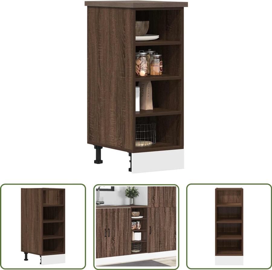 The Living Store Onderkast 30x44 5x81 5 cm bewerkt hout bruin eikenkleur Keukenonderkast Houten Kast Opslagoplossing Keukenmeubilair Bruine Eiken Meubels
