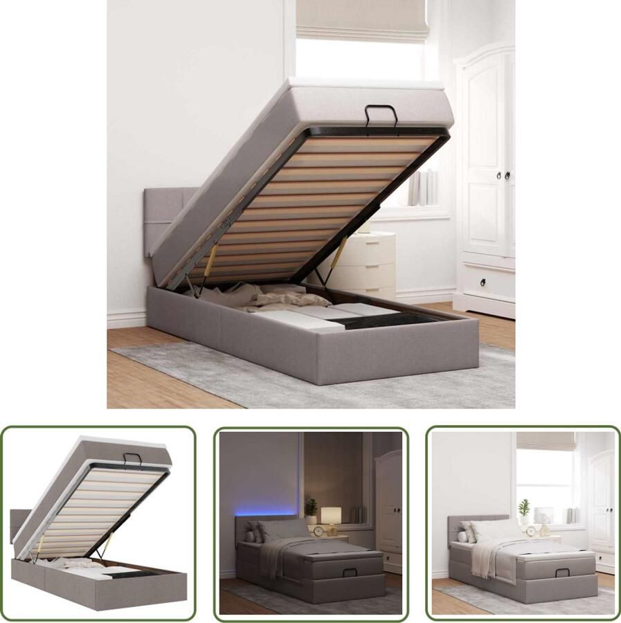 VidaXL Sleutelset Dynamische Sleutel Ottoman bed met matras en LED's 100x200 cm stof taupe Gereedschap Mechanica Draper Tools