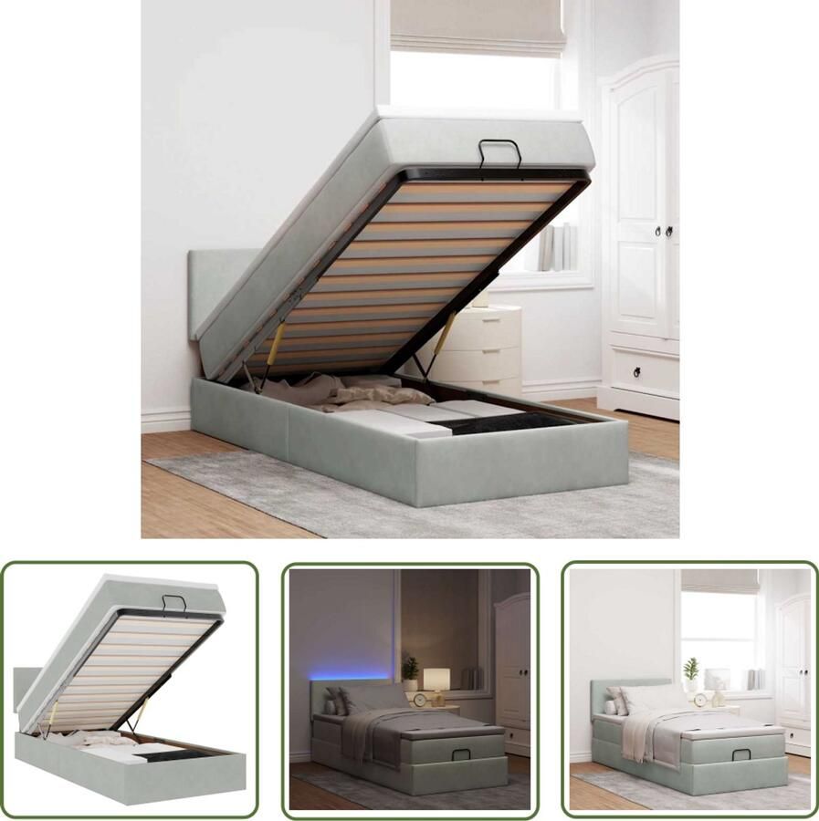 VidaXL Sleutelset Dynamische Sleutel Ottoman bed met matras en LED's 90x190cm fluweel lichtgrijs Gereedschap Mechanica Klikklok