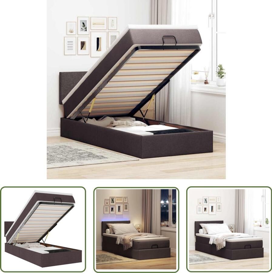 VidaXL Sleutelset Dynamische Sleutel Ottoman bed met matras en LED's 90x190cm stof donkerbruin Gereedschap Mechanica Garage