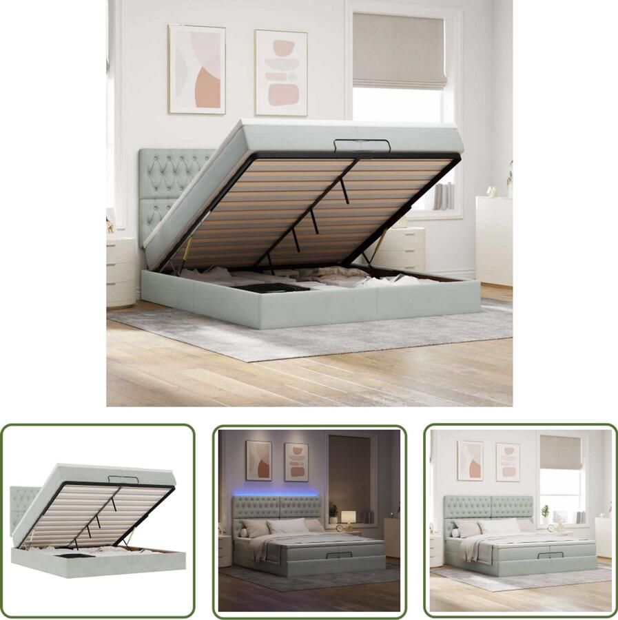 VidaXL Sleutelset Dynamische Sleutel Ottoman bed met matrassen en LED's 200x200cm fluweel lichtgrijs Gereedschap Mechanica Monteursgereedschap