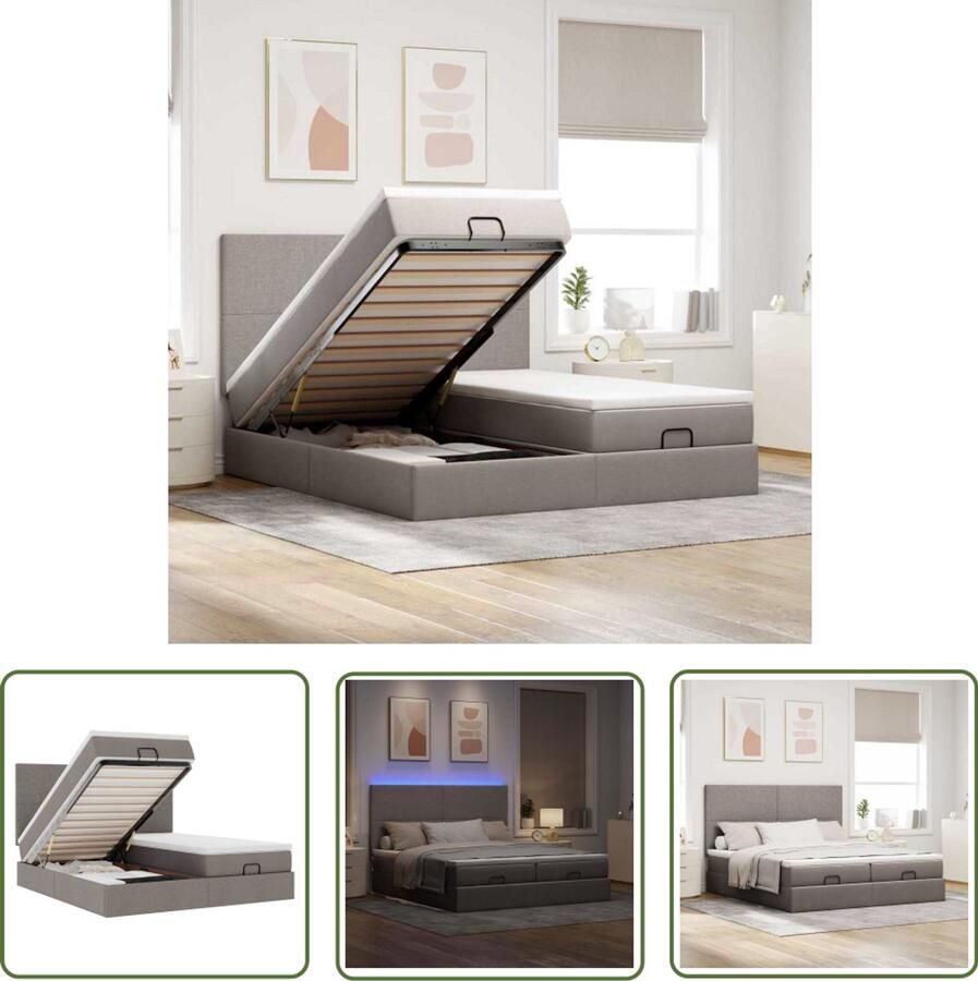 VidaXL Sleutelset Dynamische Sleutel Ottoman bed met matrassen en LED's 200x200cm stof taupe Gereedschap Mechanica Monteursgereedschap