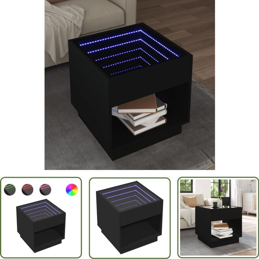 VidaXL Sleutelset Dynamische Sleutel Salontafel met Infinity LED 50x50x50 cm zwart Gereedschap Mechanica Handgereedschap