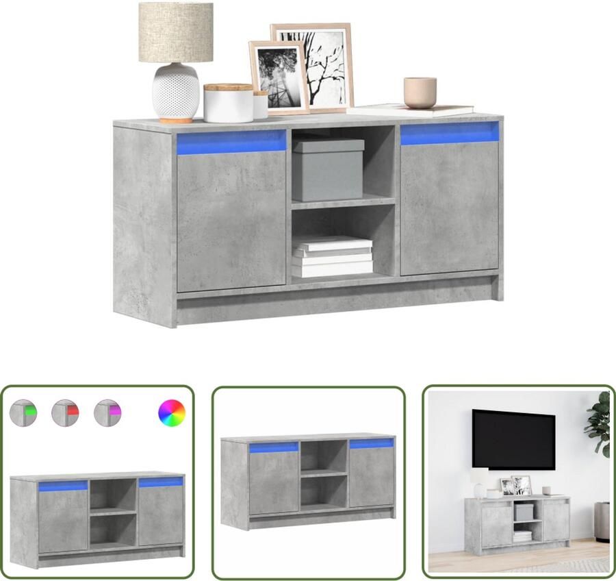 VidaXL Sleutelset Dynamische Sleutel Tv-meubel met LED 100x34x50 cm bewerkt hout betongrijs Gereedschap Mechanica Klikmechanisme