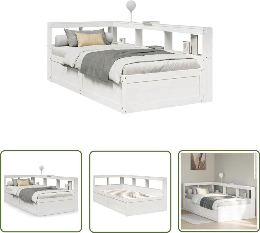 VidaXL Sleutelset Dynammometer Sleutel Bed met boekenkast zonder matras grenenhout wit 100x200 cm Gereedschap Handgereedschap Drapers Tools