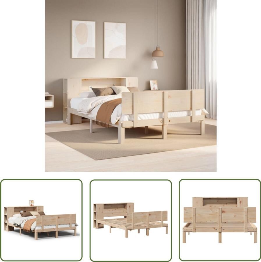 VidaXL Bed met boekenkast zonder matras massief grenenhout 120x190 cm Dynammometer Sleutel Sleutelset Gereedschap Handgereedschap Monteursgereedschap