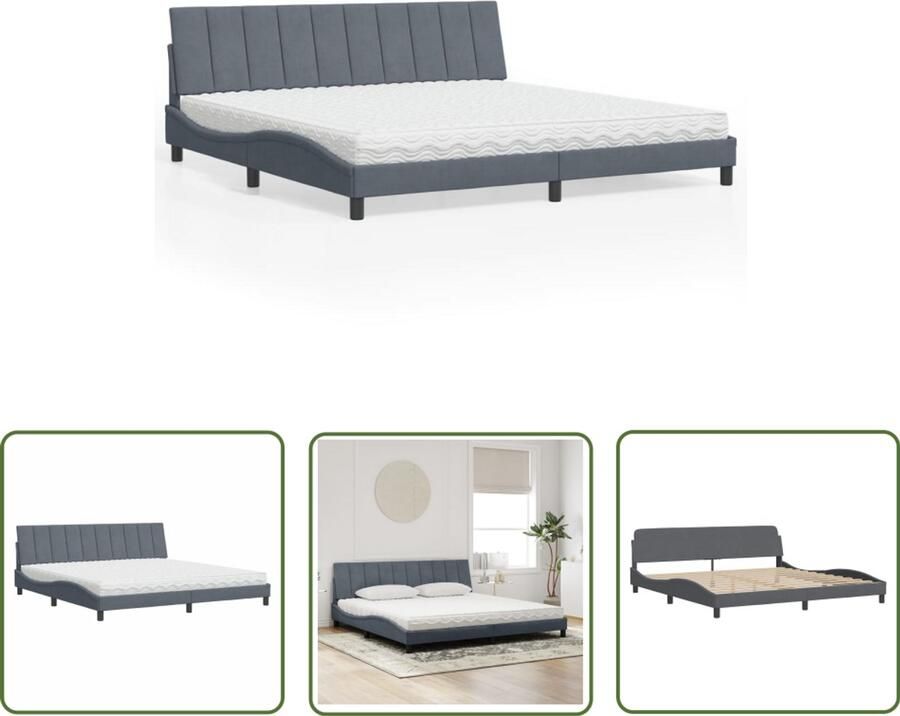 VidaXL Sleutelset Dynammometer Sleutel Bed met matras Hanko fluweel donkergrijs 200x200 cm Gereedschap Draperpatools Handgereedschap