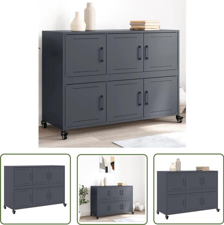 VidaXL Sleutelset Dynammometer Sleutel Dressoir 100 5x39x72 cm staal antracietkleurig Gereedschap Set Handgereedschap Drapers Tools