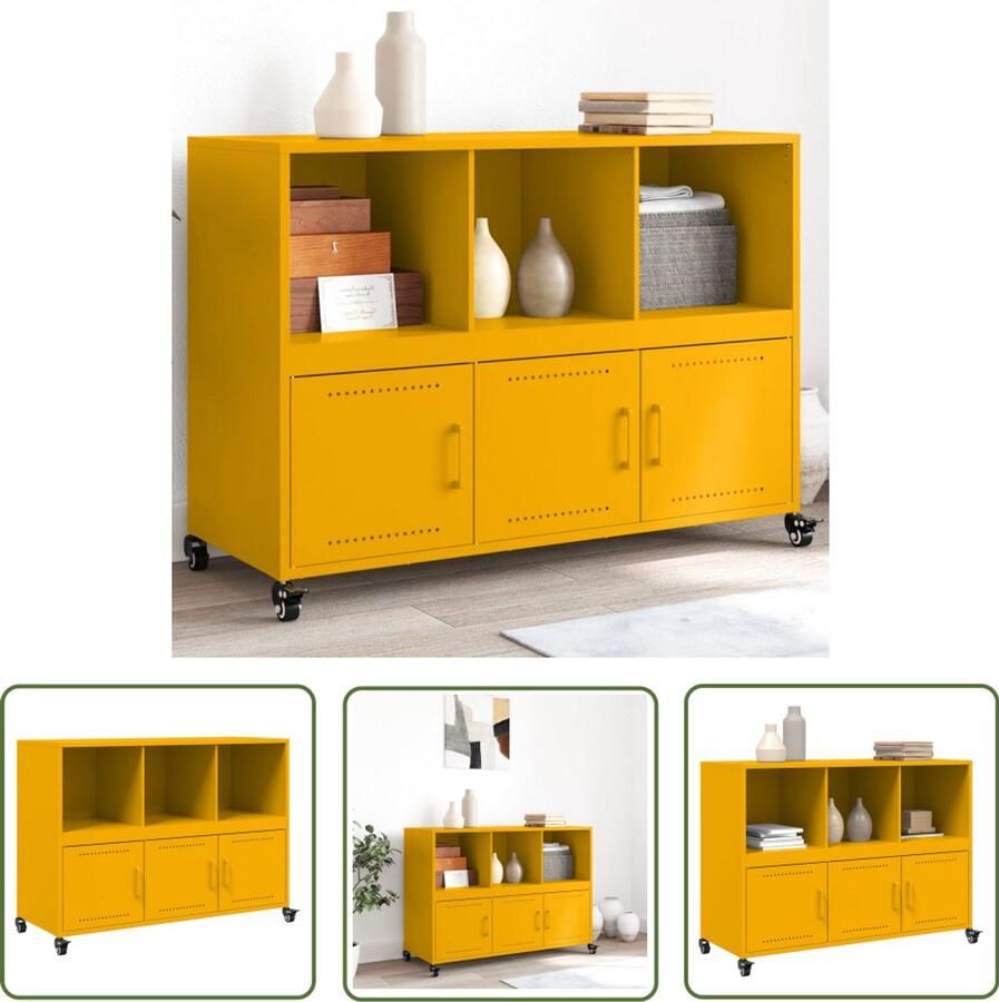 VidaXL Sleutelset Dynammometer Sleutel Dressoir 100 5x39x72 cm staal mosterdgeel Gereedschap Set Handgereedschap Drapers Tools