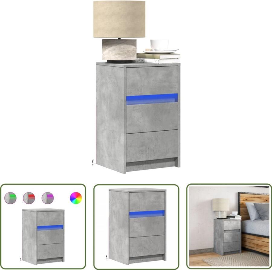 VidaXL Sleutelset Dynammometer Sleutel Nachtkastje met LED-verlichting bewerkt hout betongrijs Gereedschap Drapers Tools Klikmechanisme