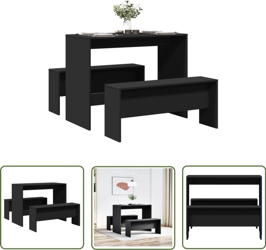 VidaXL Sleutelset Dynamo Meter 3-delige Eettafel en bankenset bewerkt hout zwart Gereedschap Klikmechanisme Spanner