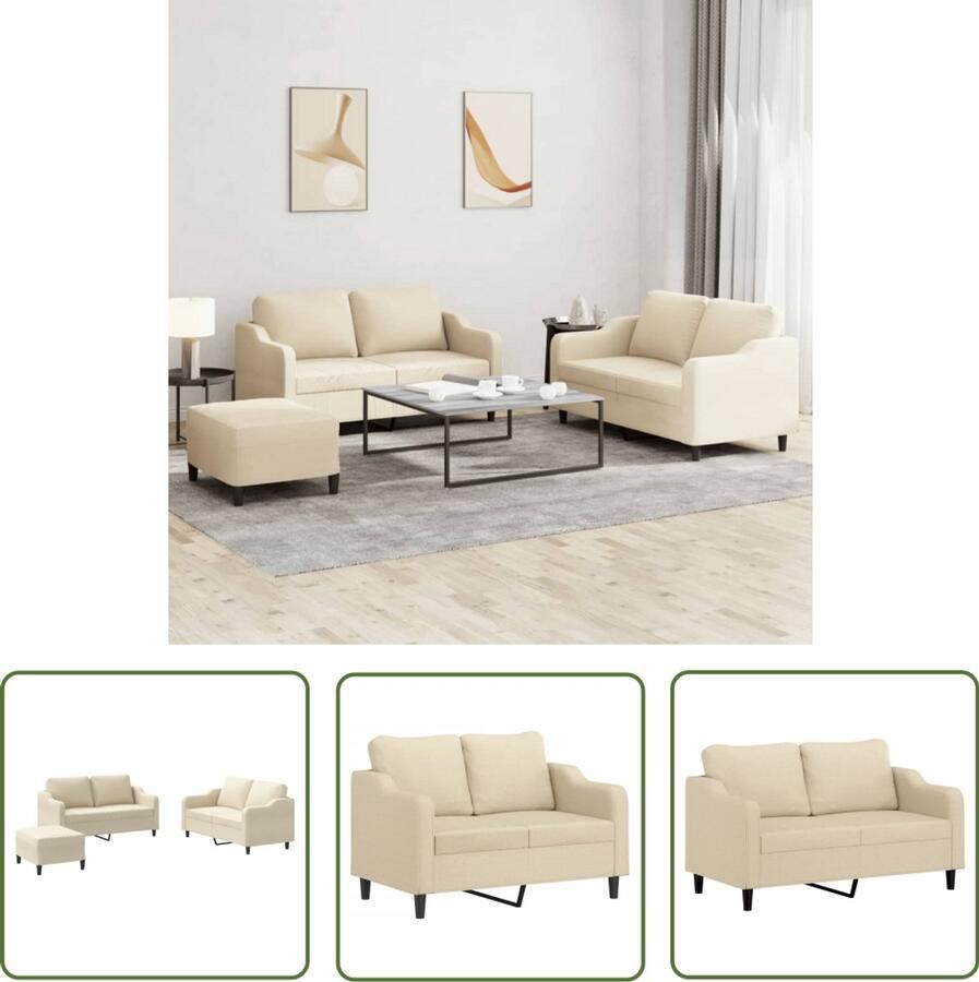 VidaXL Sleutelset Dynamo Meter 3-delige Loungeset met kussens stof crèmekleurig Gereedschap Handgereedschap Drapers Tools