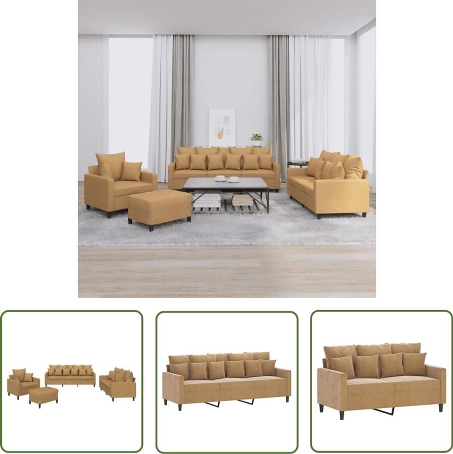 VidaXL Sleutelset Dynamo Meter 4-delige Loungeset met kussens fluweel bruin Gereedschap Drapers Tools Klikmechanisme