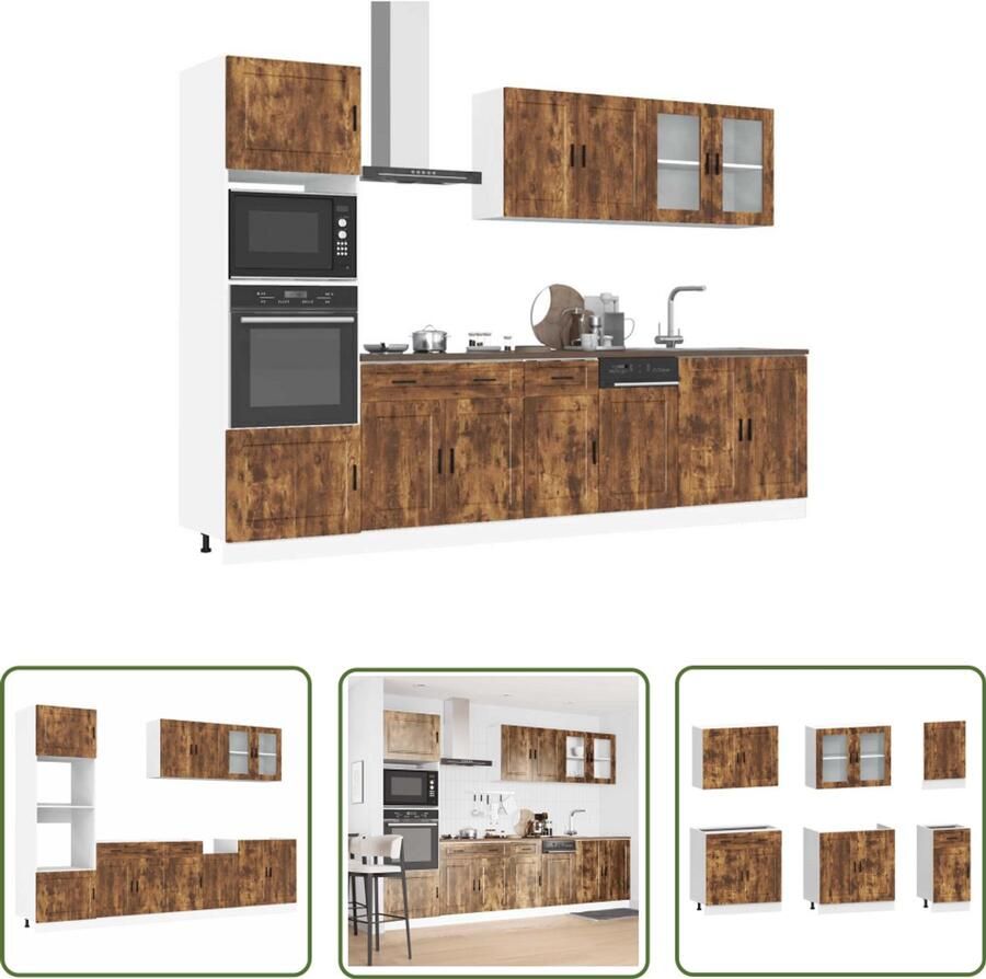 VidaXL 7-delige Keukenkastenset Kalmar bewerkt hout gerookt eiken Dynamo Meter Sleutelset Gereedschap Handgereedschap Drapers Tools