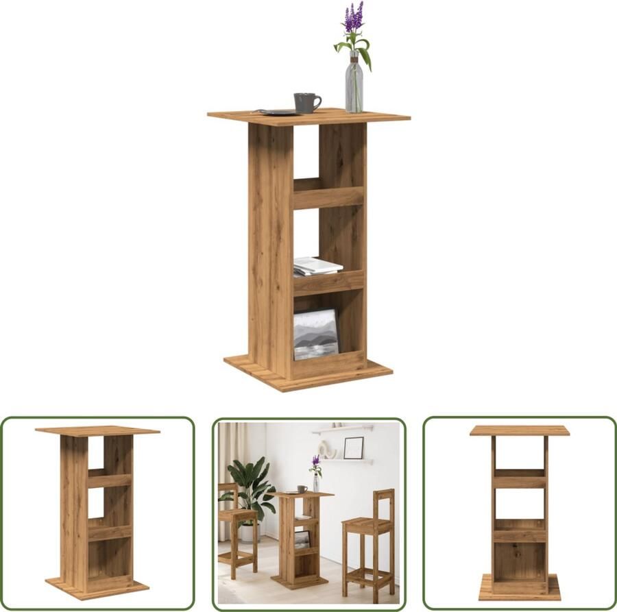 VidaXL Sleutelset Dynamo Meter Bartafel met opbergruimte 60x60x102 cm hout artisanaal eiken Gereedschap Klikmechanisme Torque Wrench