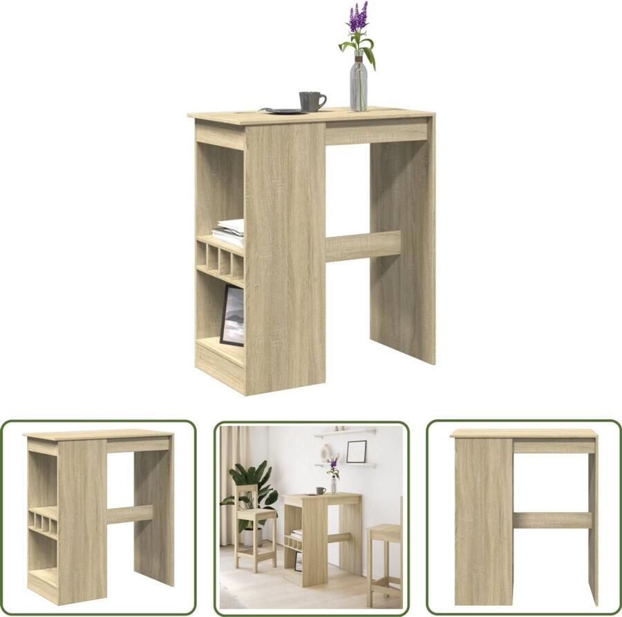 VidaXL Sleutelset Dynamo Meter Bartafel met rekken 90x47 5x103 5 cm bewerkt hout sonoma eiken Gereedschap Mechanica Klikmechanisme