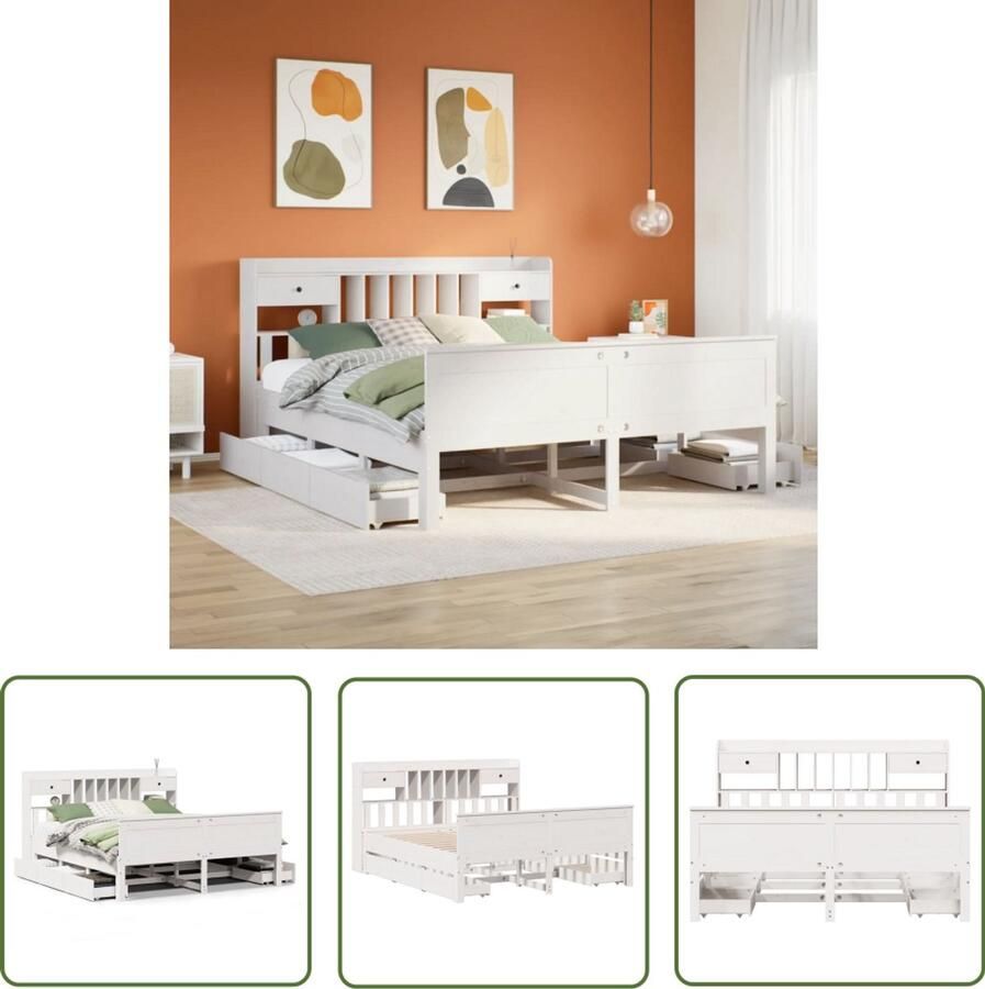 VidaXL Sleutelset Dynamo Meter Bed met boekenkast zonder matras grenenhout wit 180x200 cm Gereedschap Handgereedschap Monteursgereedschap