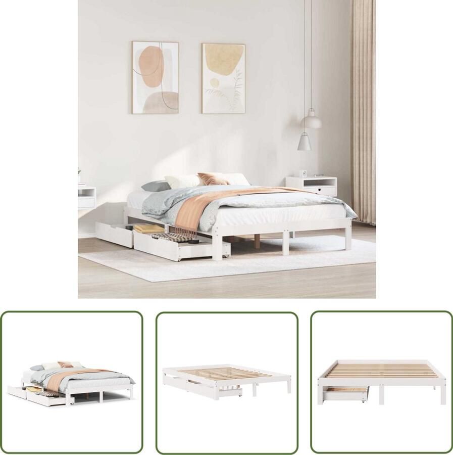 VidaXL Sleutelset Dynamo Meter Bedframe met lades massief grenenhout wit 150x200 cm Gereedschap Handgereedschap Drapers Tools - Foto 2