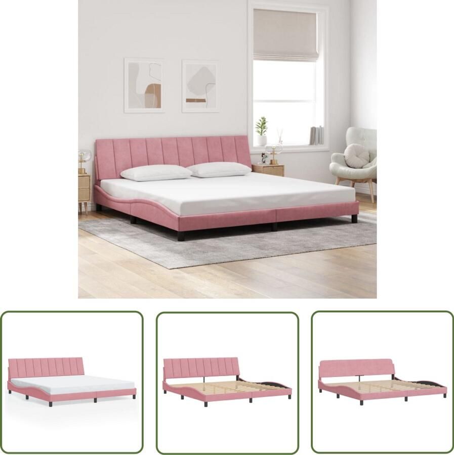 VidaXL Sleutelset Dynamo Meter Bedframe zonder matras Hanko fluweel roze 200x200 cm Gereedschap Handgereedschap Drapers Tools