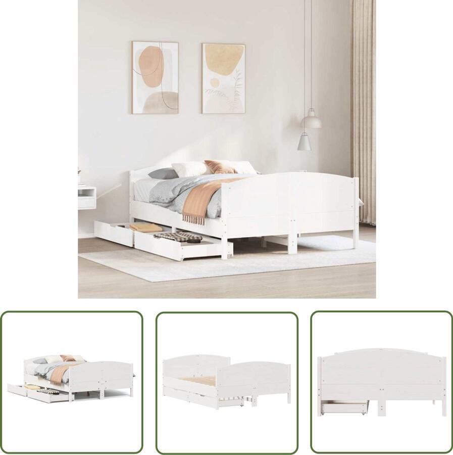 VidaXL Sleutelset Dynamo Meter Bedframe zonder matras massief grenenhout wit 120x200 cm Gereedschap Klikmechanisme Torque Wrench