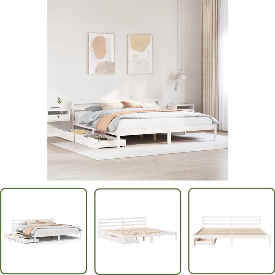 VidaXL Sleutelset Dynamo Meter Bedframe zonder matras massief grenenhout wit 180x200 cm Gereedschap Klikmechanisme Draai Moment