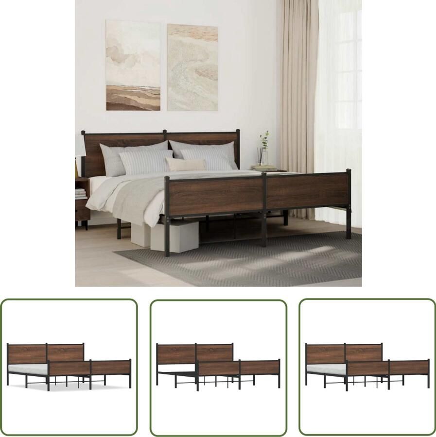 VidaXL Sleutelset Dynamo Meter Bedframe zonder matras metaal bruin eikenkleur 180x200 cm Gereedschap Draper Tools Klik Mechanisme