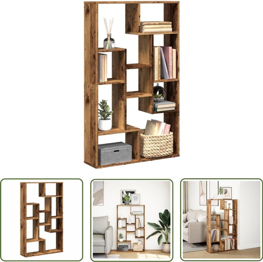 VidaXL Boekenkast 72x20x120 cm bewerkt hout oud houtkleurig Dynamo Meter Sleutelset Gereedschap Handgereedschap Drapers Tools