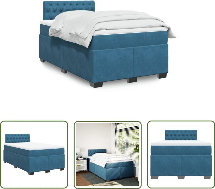 VidaXL Sleutelset Dynamo Meter Boxspring met matras fluweel donkerblauw 120x200 cm Gereedschap Klikmechanisme Torque Wrench