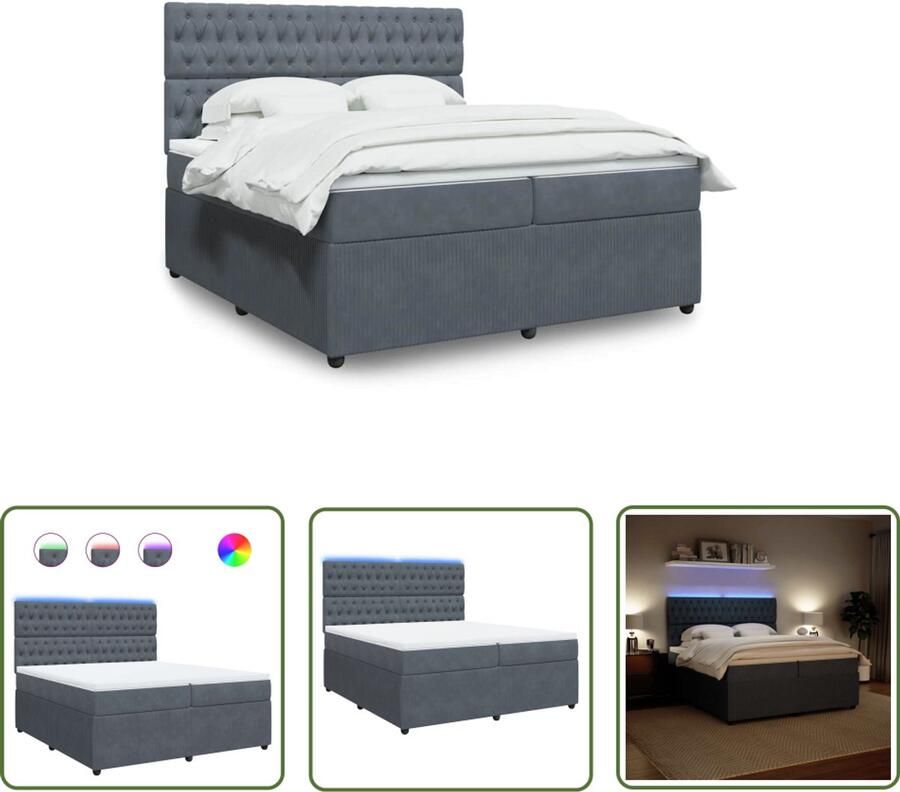 VidaXL Sleutelset Dynamo Meter Boxspring met matras fluweel donkergrijs 200x200 cm Gereedschap Draadloos Klikmechanisme