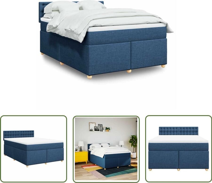 VidaXL Sleutelset Dynamo Meter Boxspring met matras stof blauw 140x190 cm Gereedschap Handgereedschap Drapers Tools