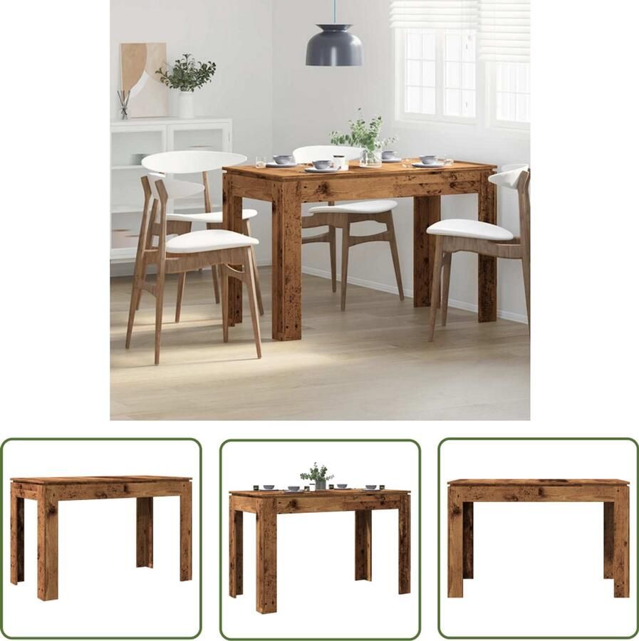 VidaXL Sleutelset Dynamo Meter Eettafel 120x60x76 cm bewerkt hout oud houtkleurig Gereedschap Drapers Tools Klikmechanisme