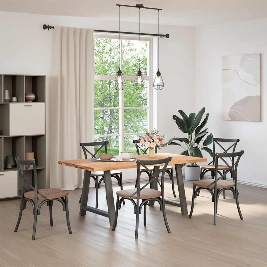 The Living Store Eettafel rechthoekig 180x90x74 cm massief eikenhout lichtbruin Eetkamertafel Eikenhouten Tafel Grote Tafel Stevige Tafel Moderne Tafel