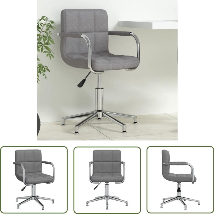 The Living Store Kantoorstoel draaibaar stof lichtgrijs Dynamo Meter Sleutelset Gereedschap Mechanica Garage