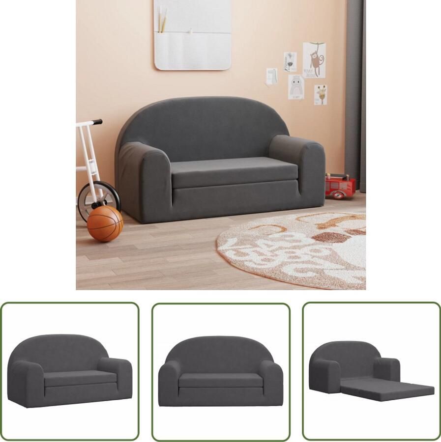 VidaXL Kinderslaapbank 2-zits zacht pluche antracietkleurig Dynamo Meter Sleutelset Gereedschap Klikmechanisme Torque Wrench