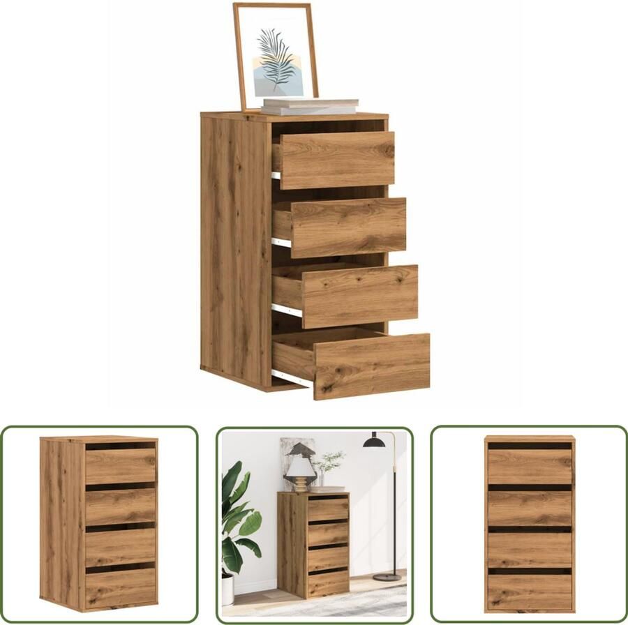 VidaXL Sleutelset Dynamo Meter Ladekast 40x41x76 cm bewerkt hout artisanaal eikenkleurig Gereedschap Drapers Tools Klikmechanisme