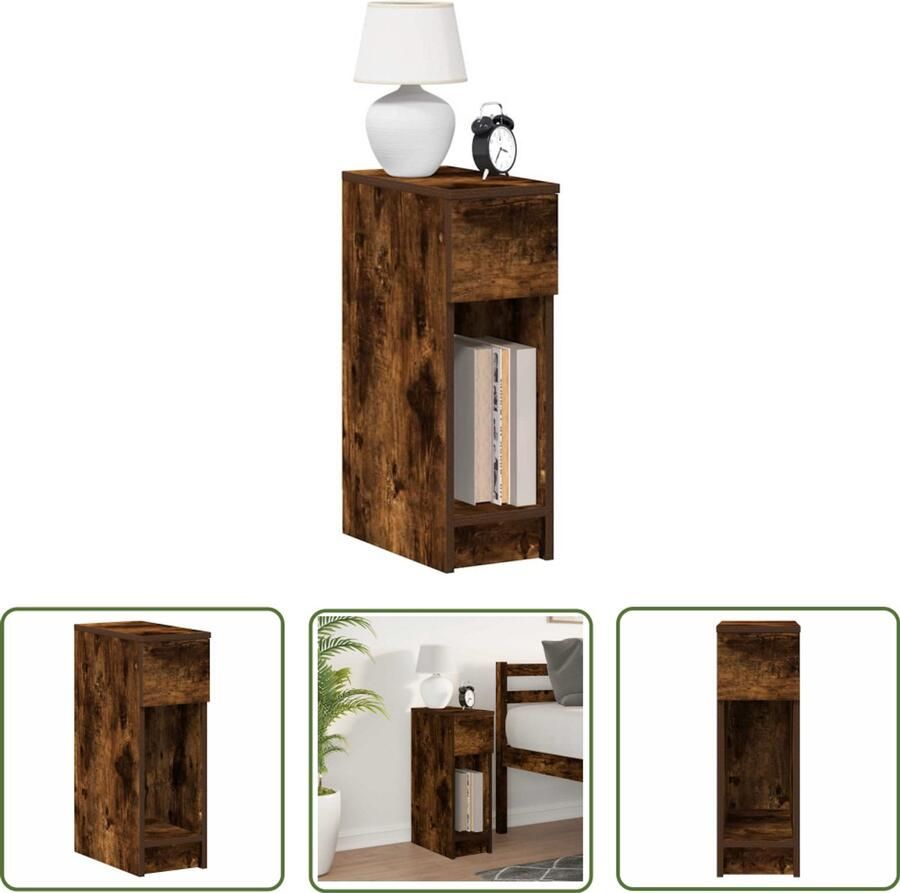 VidaXL Sleutelset Dynamo Meter Nachtkastje met lade 20x36x60 cm gerookt eikenkleurig Gereedschap Klikmechanisme Spanmoment