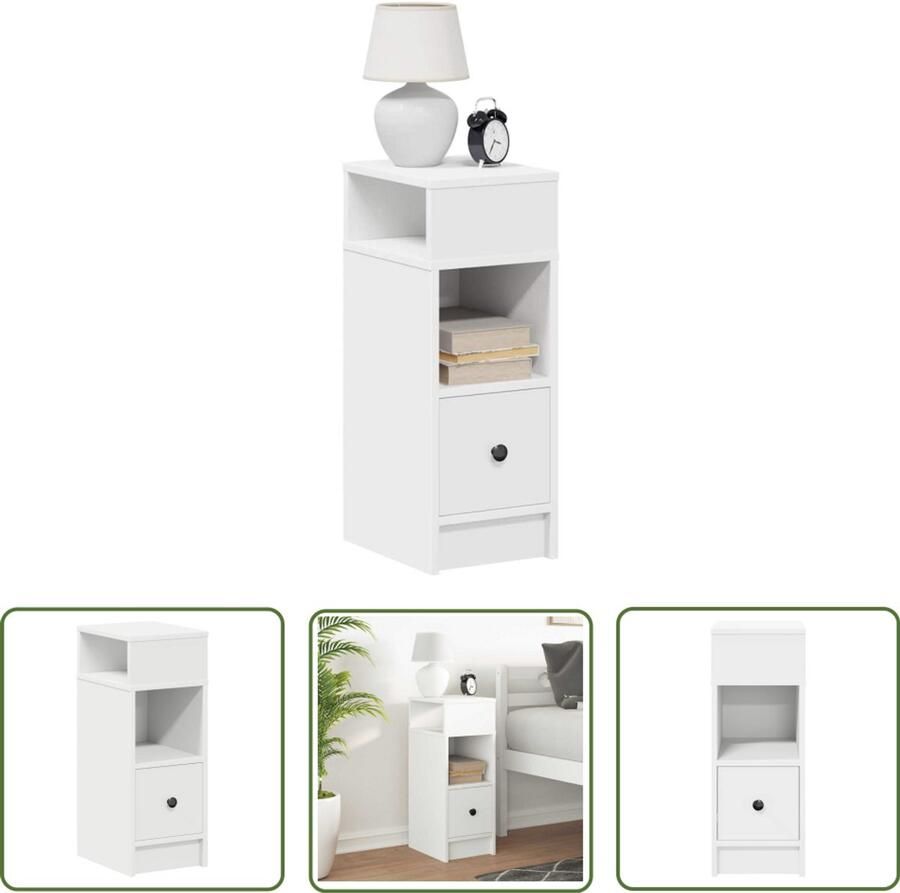 VidaXL Nachtkastje met lade 25x31x66 cm wit Dynamo Meter Sleutelset Gereedschap Klikmechanisme Torque Wrench