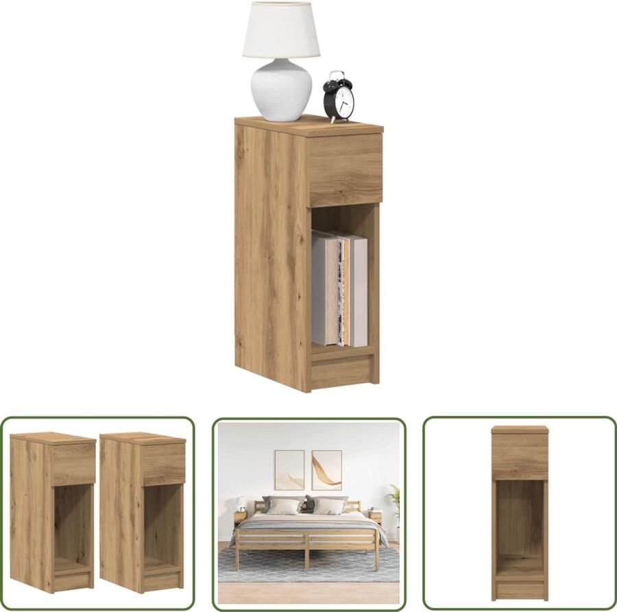 VidaXL Sleutelset Dynamo Meter Nachtkastjes 2 st met lade 20x36x60 cm artisanaal eikenkleurig Gereedschap Handgereedschap Drapers Tools