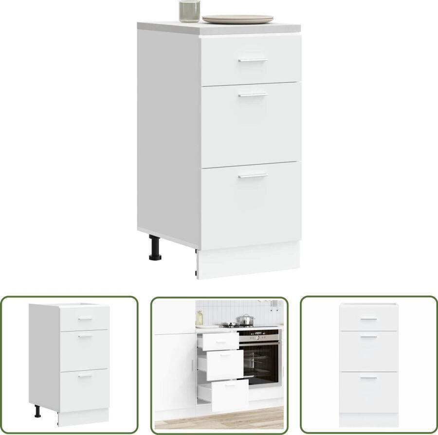 The Living Store Onderkast 40x46x81 5 cm bewerkt hout wit Keukenonderkast Witte Kast Houten Kast Opslagruimte Onderkasten