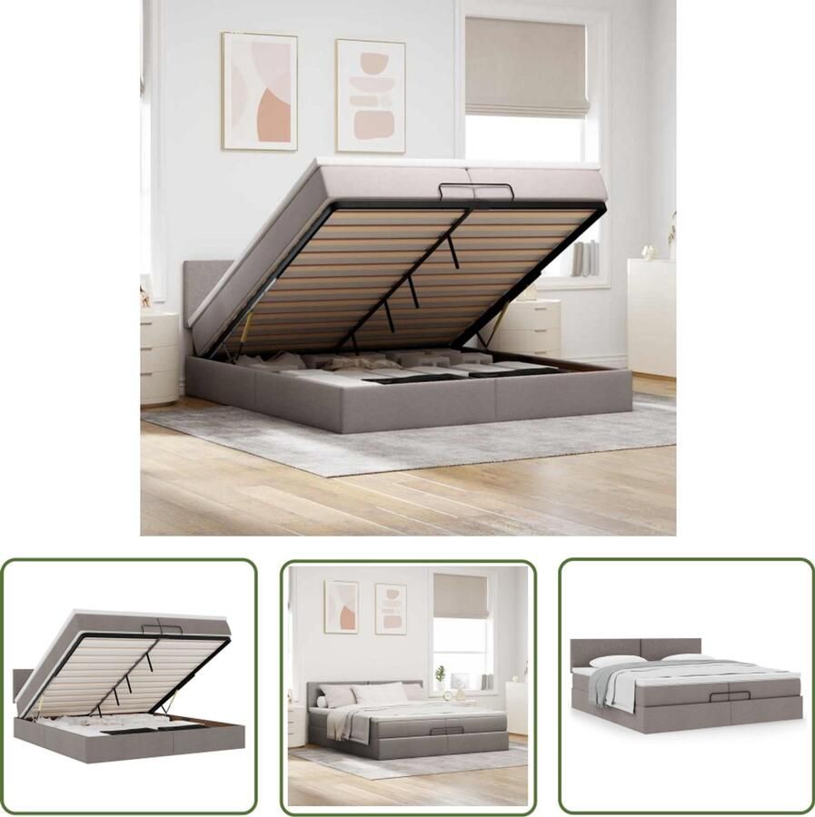 VidaXL Sleutelset Dynamo Meter Ottoman bed met matras 200x200 cm stof taupe Gereedschap Draadloos Klik Mechanisme